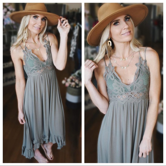 Leave Them Speechless High Low Dress-Olive - Picture 2 of 4
